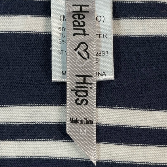 Heart & Hips size medium navy blue & white striped cardigan sweater half button - Picture 11 of 11